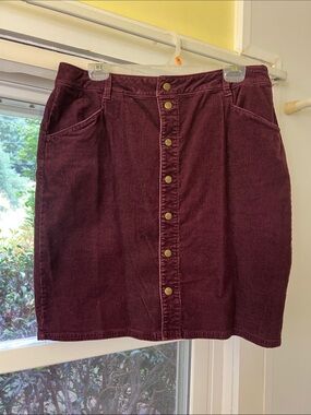 Woolrich Burgundy Corduroy Button-Front Mini Skirt